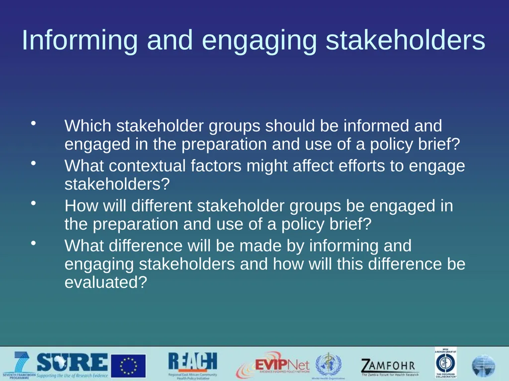Informing and engaging stakeholders Which - slide 1 of 33
