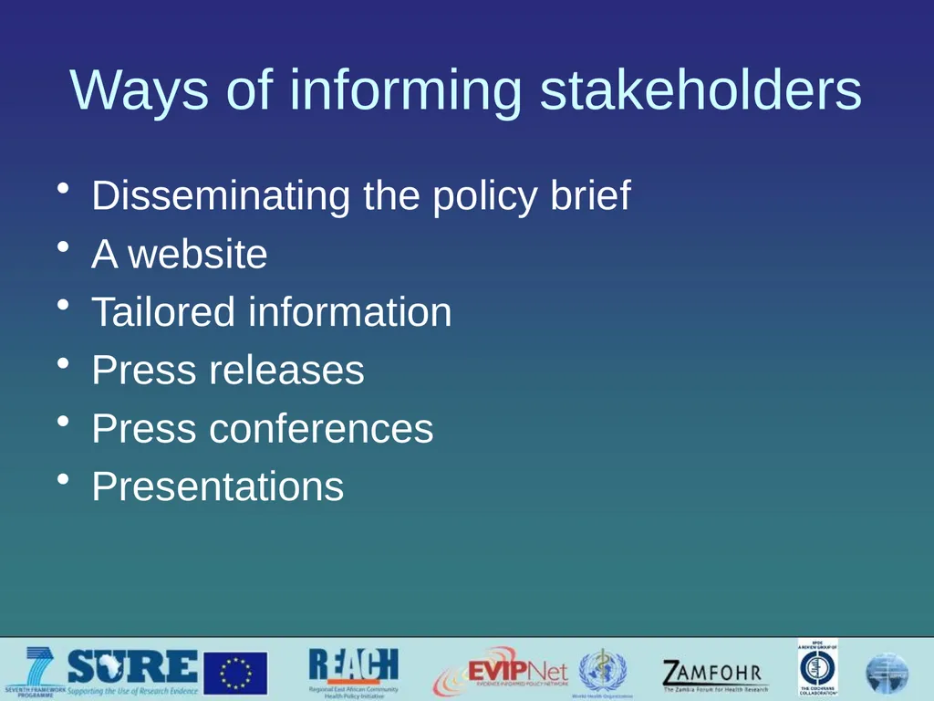 Informing and engaging stakeholders Which - slide 26 of 33