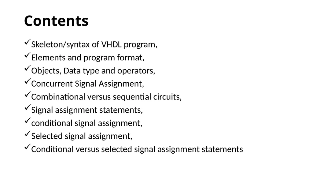 UNIT – 2 Basic Language Constructs of VHDL - slide 2 of 19