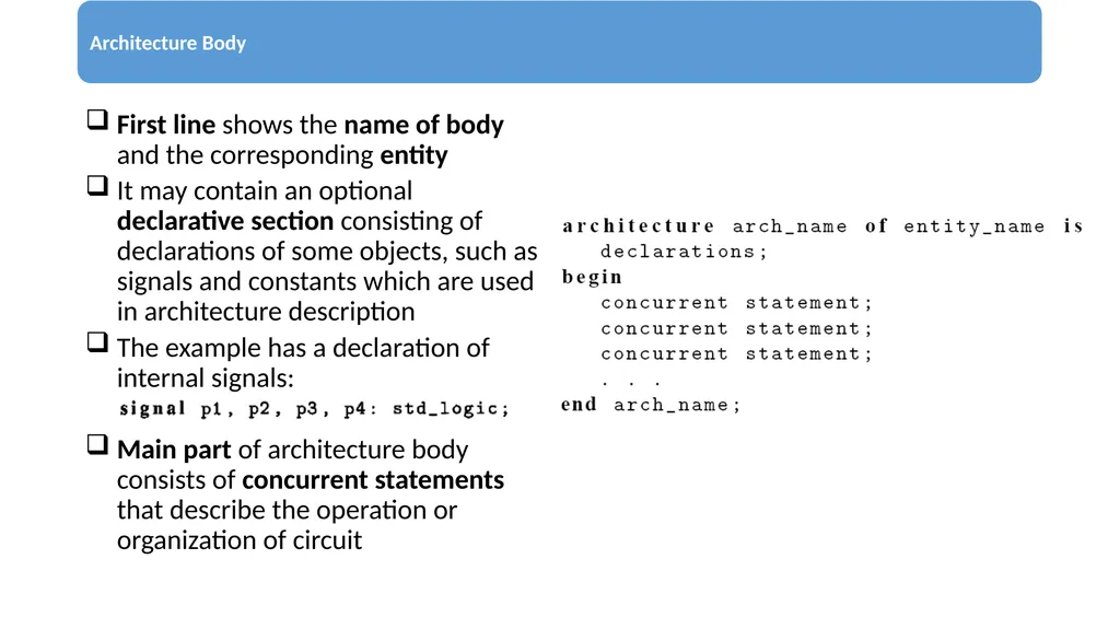 UNIT – 2 Basic Language Constructs of VHDL - slide 8 of 19