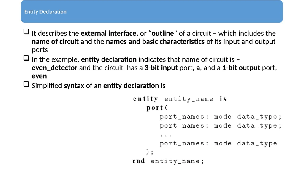 UNIT – 2 Basic Language Constructs of VHDL - slide 5 of 19