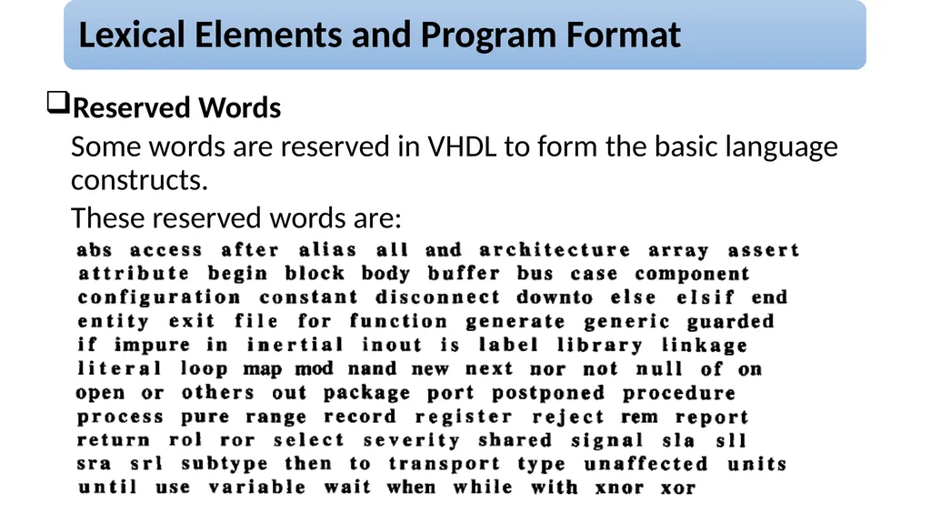 UNIT – 2 Basic Language Constructs of VHDL - slide 18 of 19