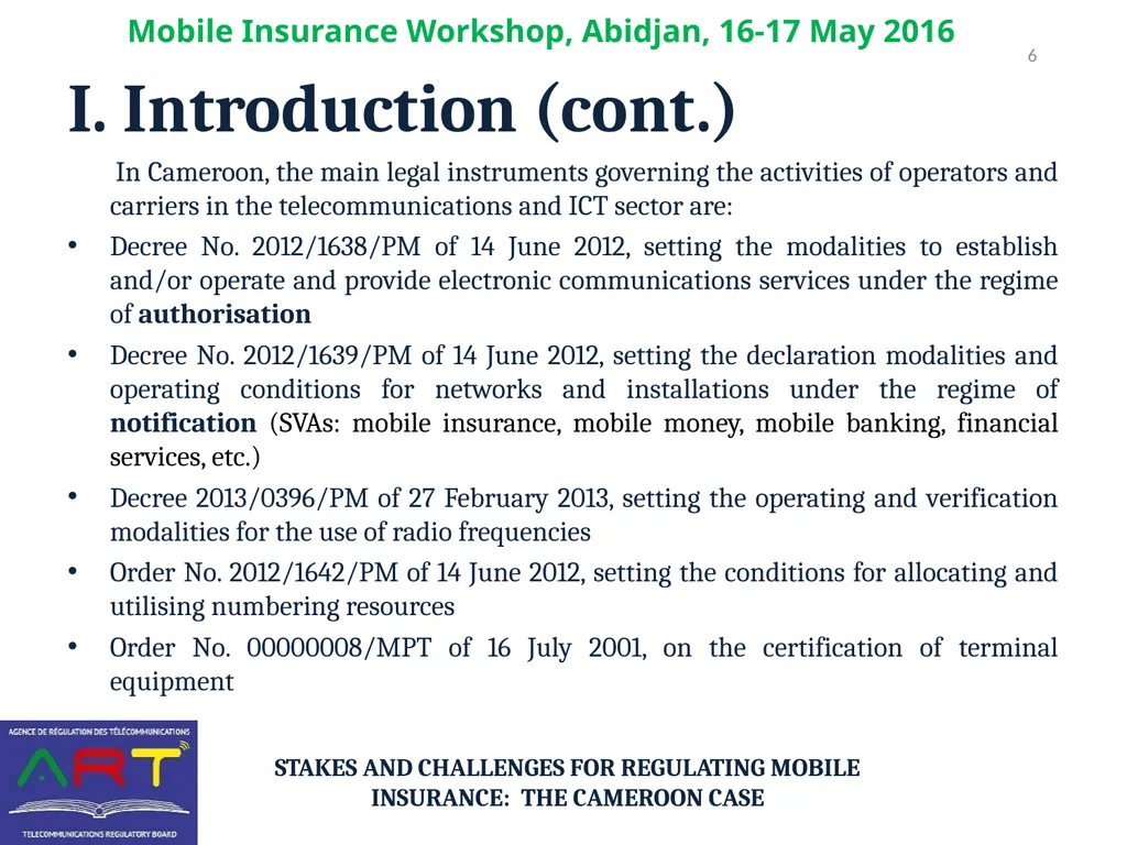Stakes and Challenges for REGULATING Mobile - slide 6 of 16
