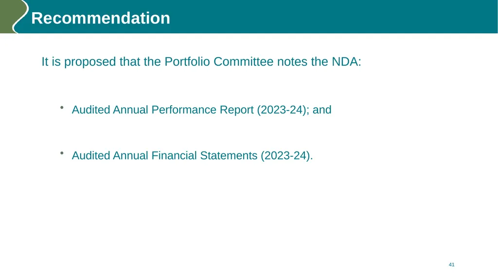 Annual performance REPORT (2023/24) PURPOSE The - slide 41 of 42