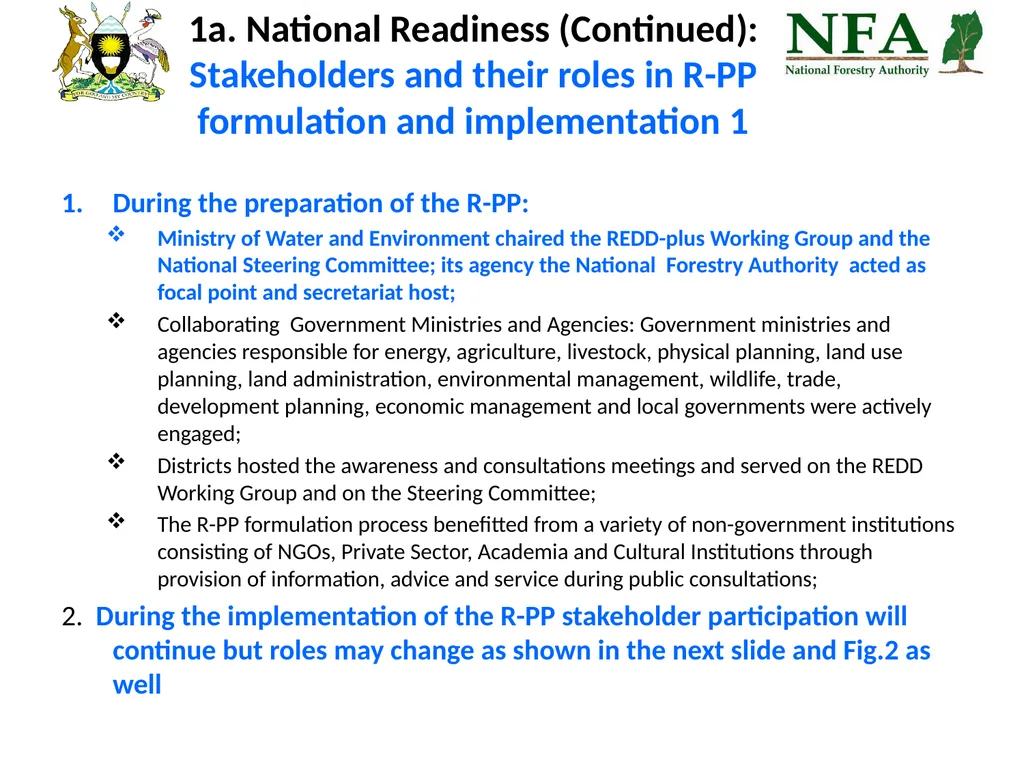 Uganda REDD-Plus Readiness Preparation Proposal - slide 9 of 35