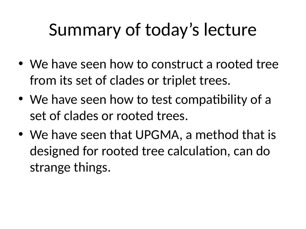 CS 581 Constructing rooted trees Tandy Warnow - slide 41 of 42