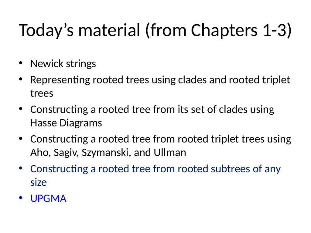 CS 581 Constructing rooted trees Tandy Warnow - slide 37 of 42