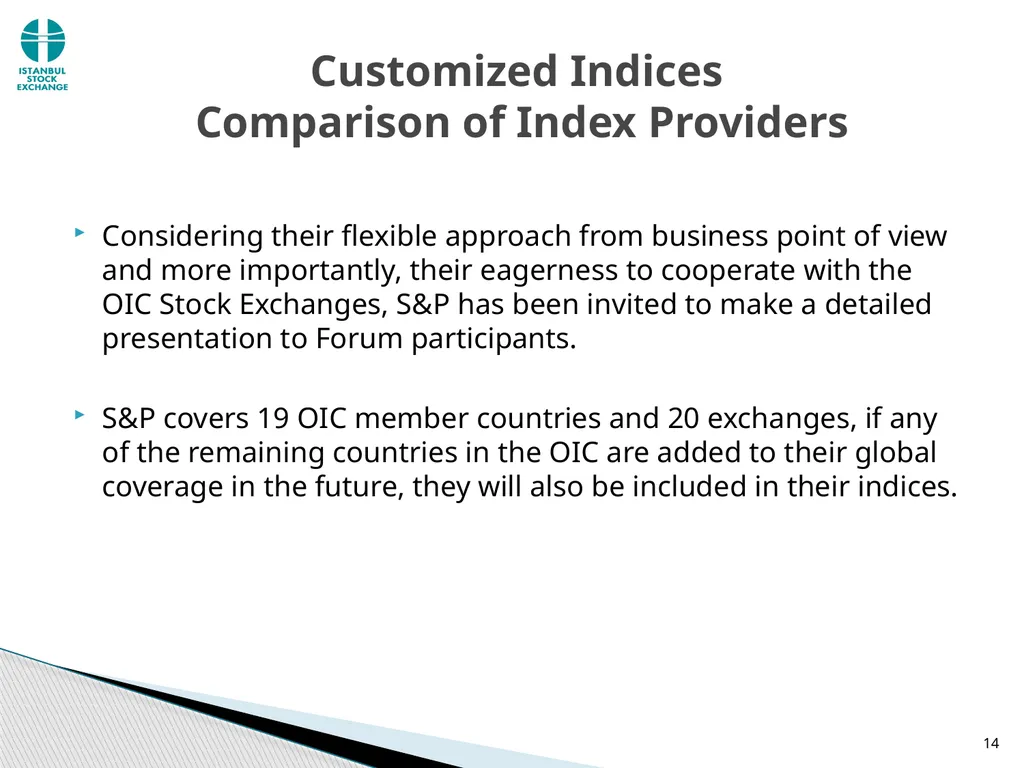 Customized Indices and Exchange Traded Islamic - slide 14 of 14
