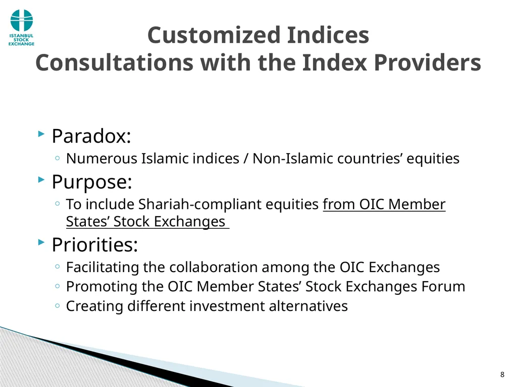 Customized Indices and Exchange Traded Islamic - slide 8 of 14