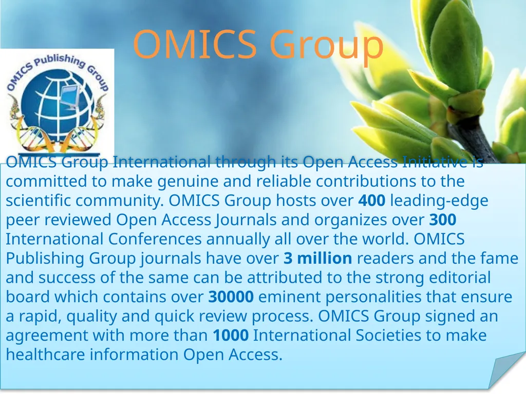 OMICS Group Contact us at: - slide 1 of 23