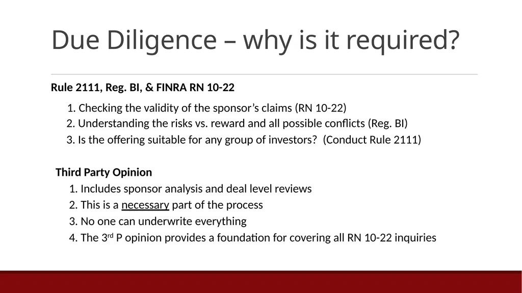 MICK Law Due Diligence: Current Developments, - slide 7 of 22