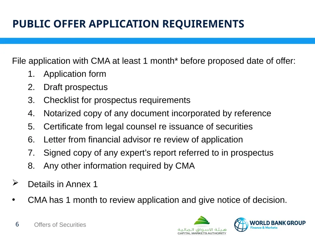 WORKSHOP ON proposed CMA regulations OFFERS OF - slide 6 of 15
