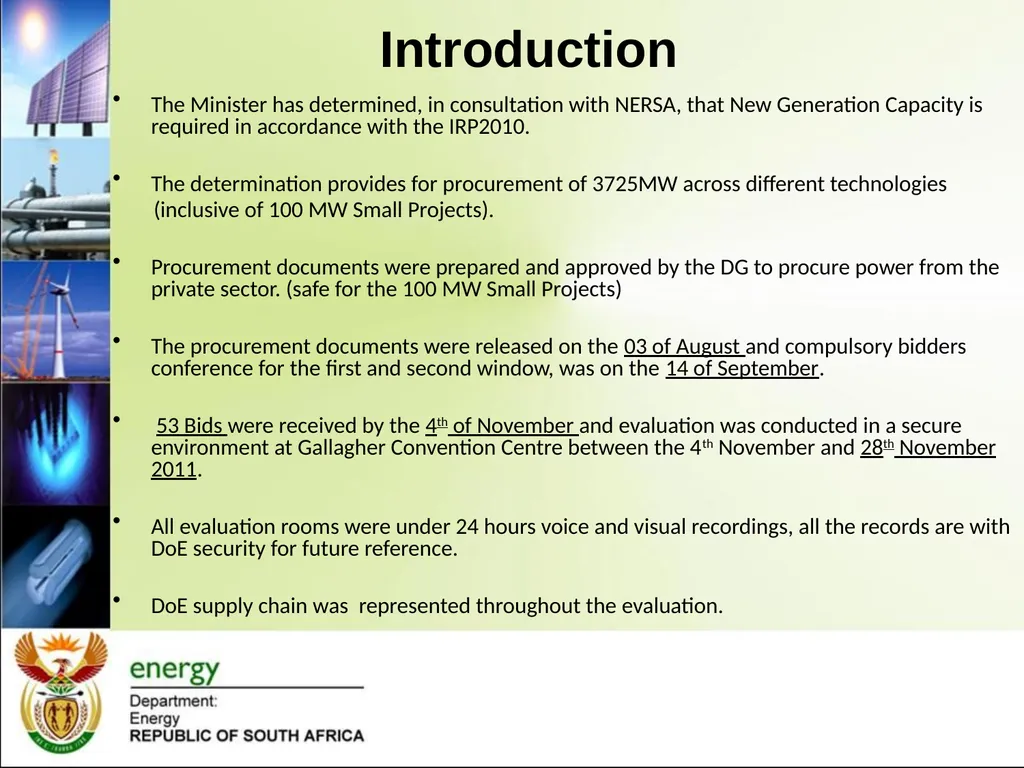 Renewable Energy IPP Procurement Programme: - slide 4 of 15