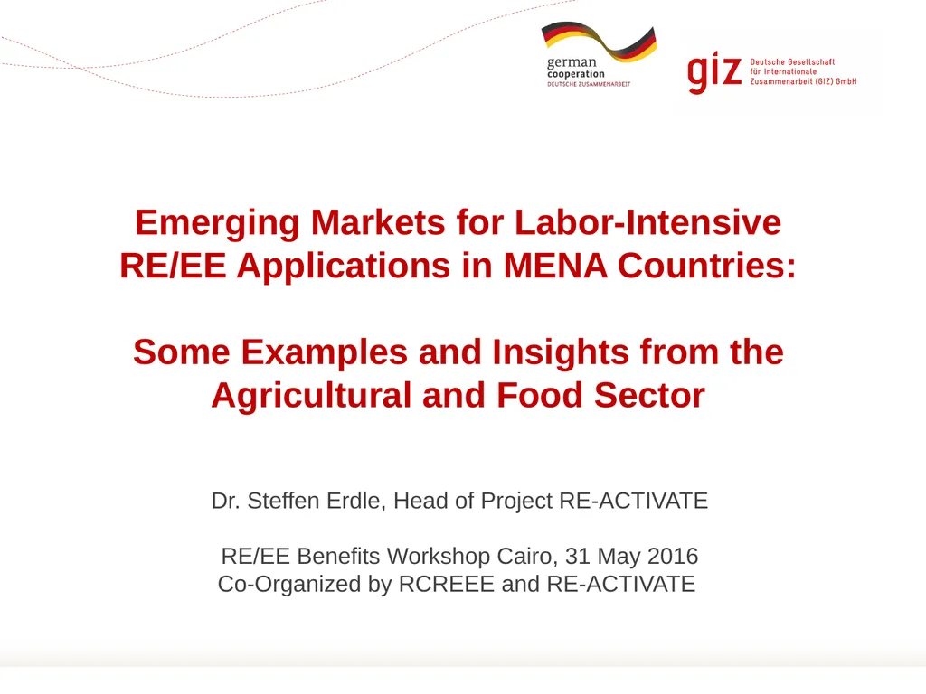 Dr. Steffen Erdle, Head of Project RE-ACTIVATE - slide 1 of 18