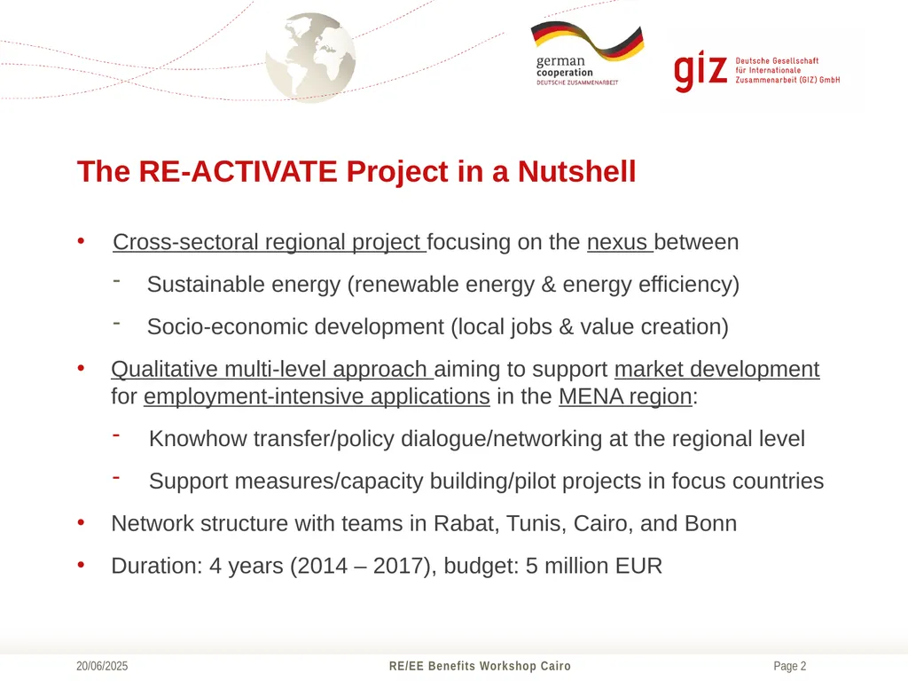 Dr. Steffen Erdle, Head of Project RE-ACTIVATE - slide 2 of 18