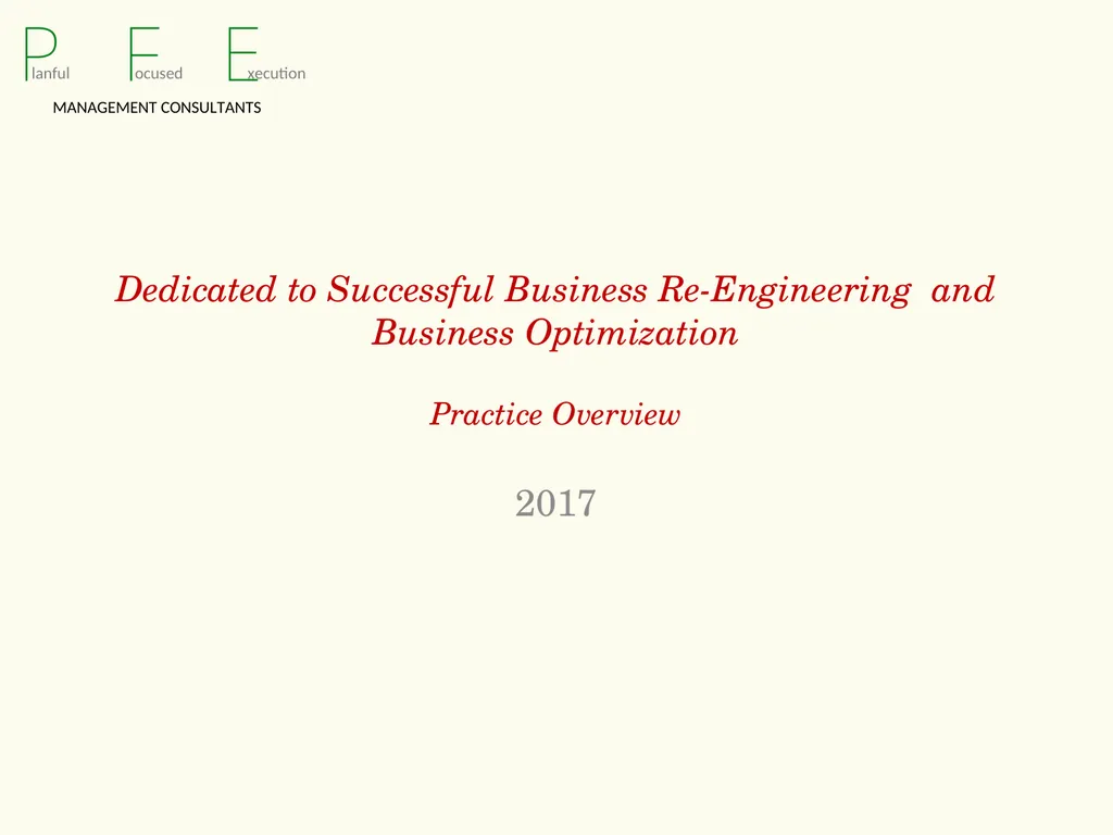 Dedicated to Successful Business Re-Engineering - slide 1 of 15