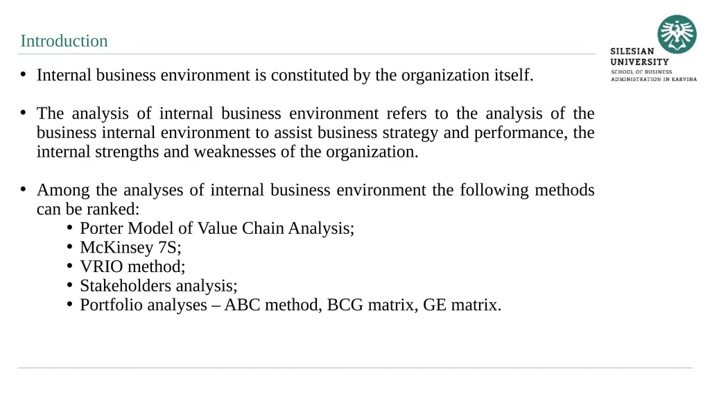 Analytical Methods of Business Environment - slide 3 of 27