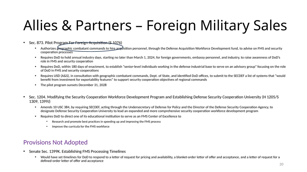 Select Acquisition Policy Provisions in the FY2024 - slide 20 of 43