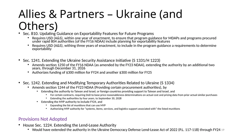 Select Acquisition Policy Provisions in the FY2024 - slide 19 of 43