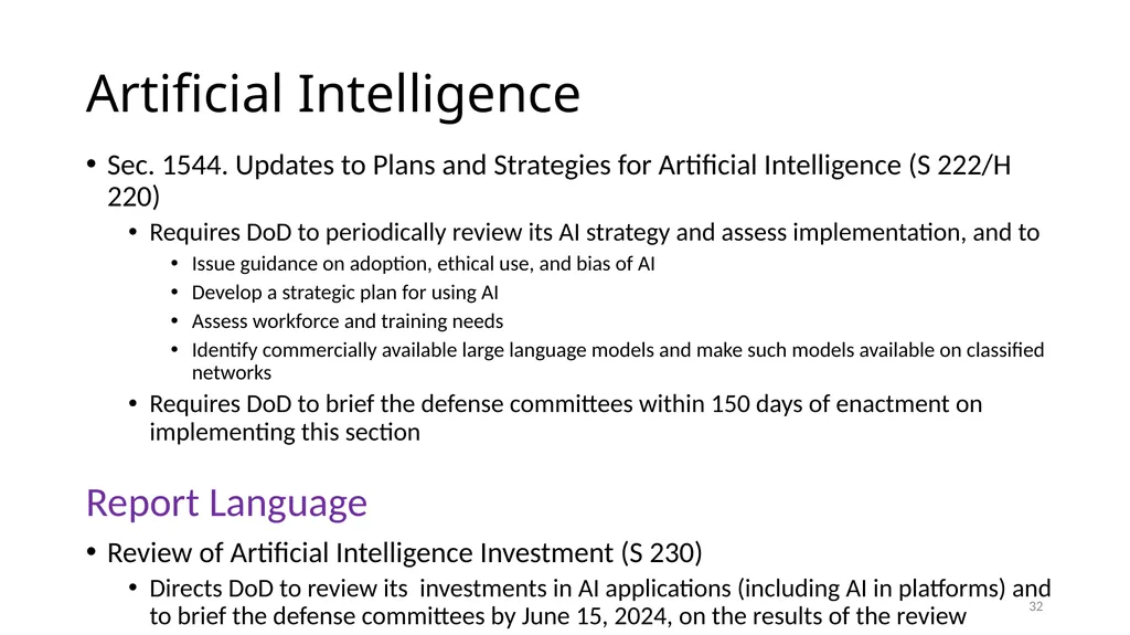 Select Acquisition Policy Provisions in the FY2024 - slide 32 of 43