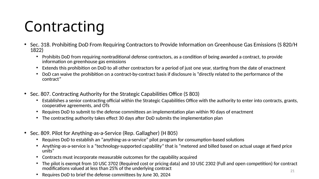 Select Acquisition Policy Provisions in the FY2024 - slide 21 of 43