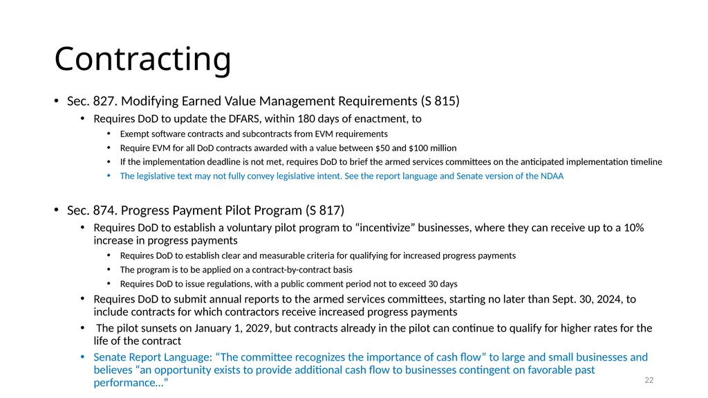 Select Acquisition Policy Provisions in the FY2024 - slide 22 of 43