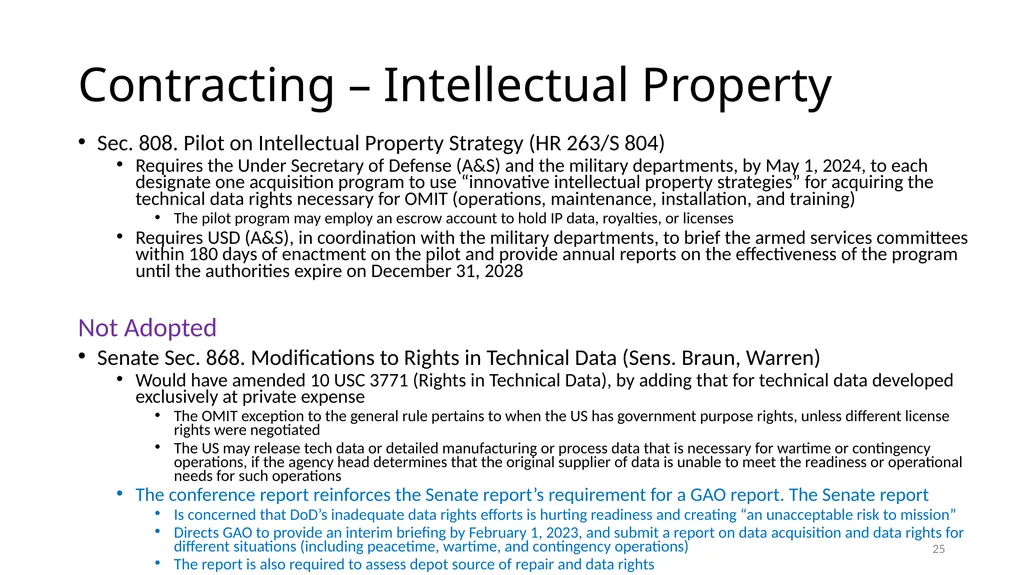 Select Acquisition Policy Provisions in the FY2024 - slide 25 of 43