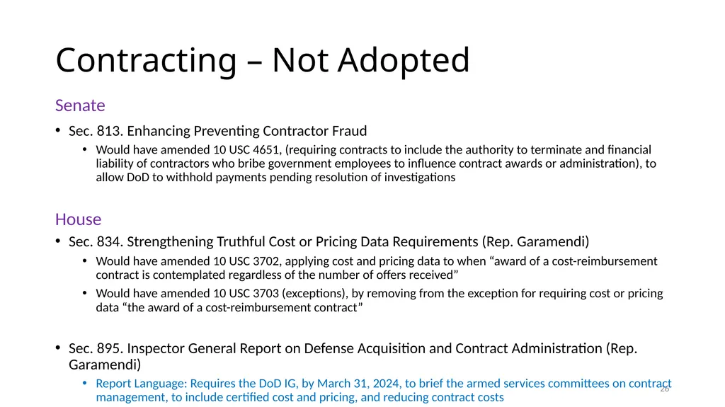 Select Acquisition Policy Provisions in the FY2024 - slide 26 of 43