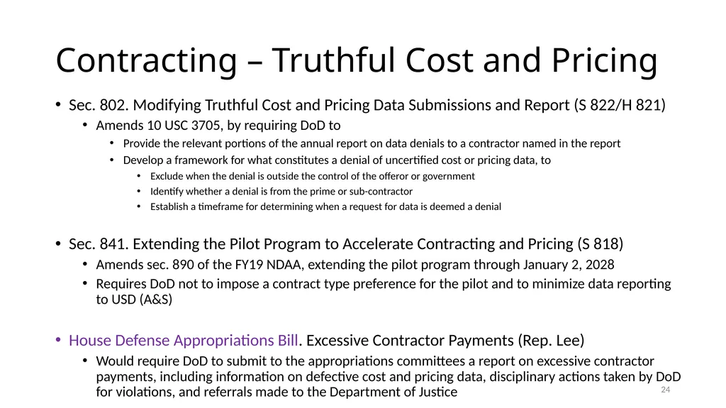 Select Acquisition Policy Provisions in the FY2024 - slide 24 of 43