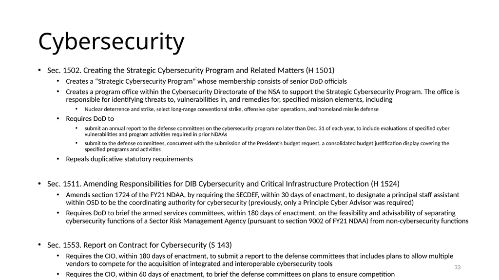 Select Acquisition Policy Provisions in the FY2024 - slide 33 of 43