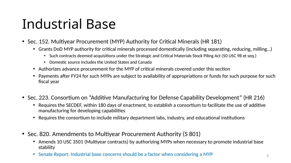 Select Acquisition Policy Provisions in the FY2024 - slide 6 of 43
