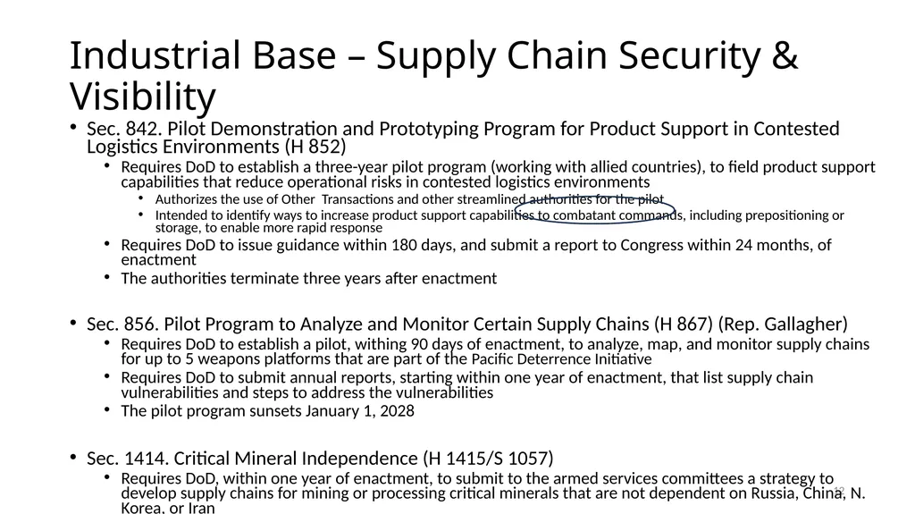 Select Acquisition Policy Provisions in the FY2024 - slide 12 of 43