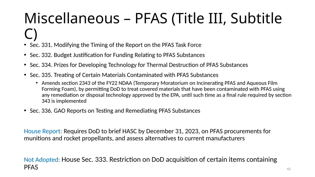 Select Acquisition Policy Provisions in the FY2024 - slide 41 of 43