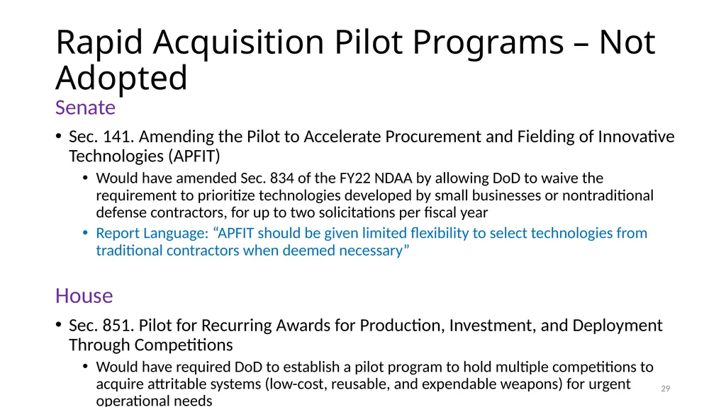 Select Acquisition Policy Provisions in the FY2024 - slide 29 of 43