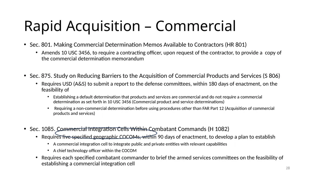 Select Acquisition Policy Provisions in the FY2024 - slide 28 of 43
