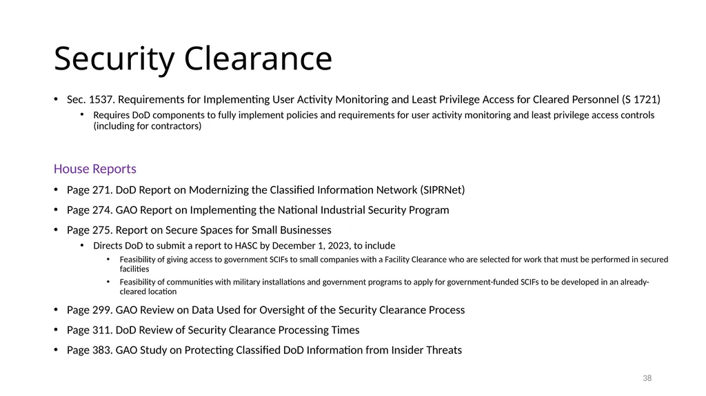 Select Acquisition Policy Provisions in the FY2024 - slide 38 of 43