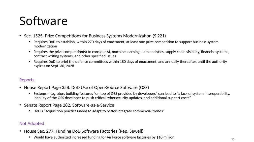 Select Acquisition Policy Provisions in the FY2024 - slide 30 of 43