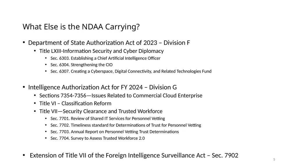 Select Acquisition Policy Provisions in the FY2024 - slide 5 of 43