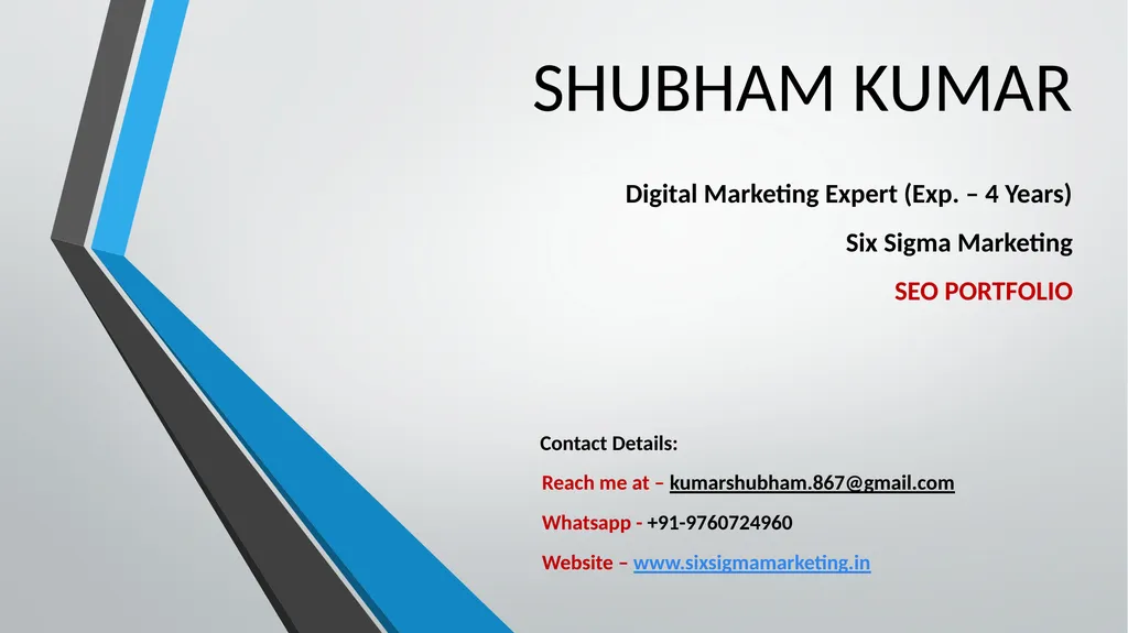 SHUBHAM KUMAR Digital Marketing Expert (Exp. – 4 - slide 1 of 10