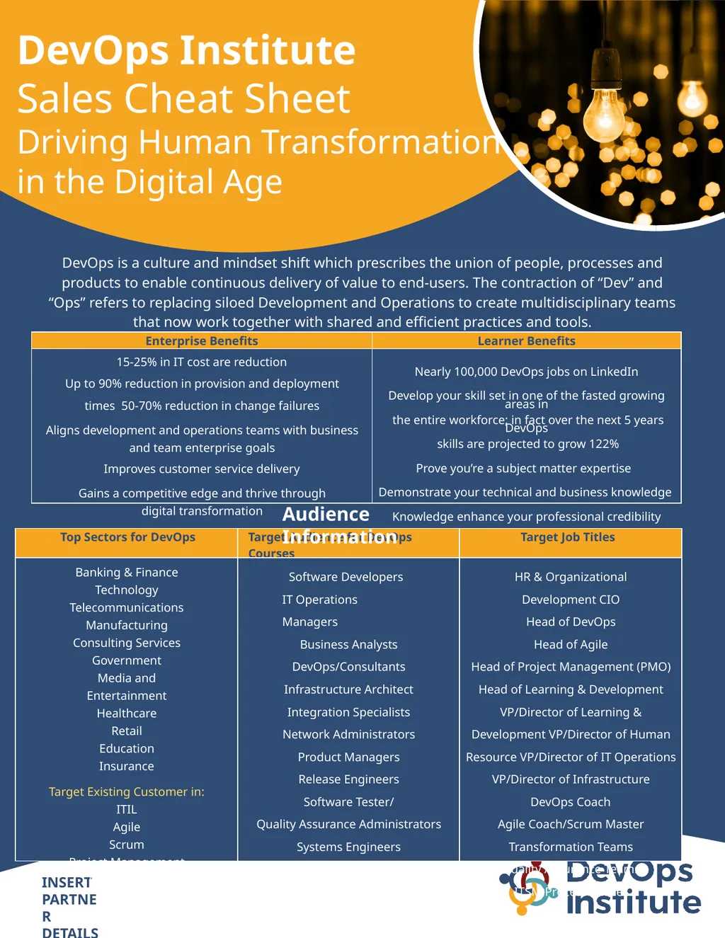 DevOps Institute Sales Cheat Sheet Driving Human - slide 1 of 2