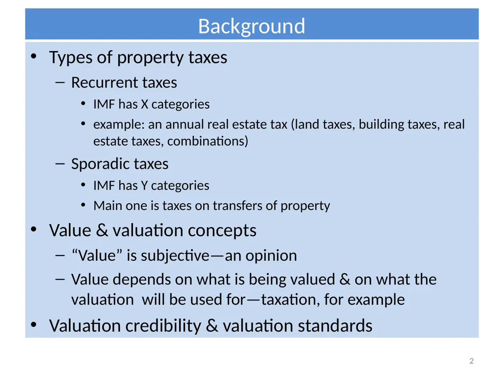 International Experience with Organizing Property - slide 2 of 24