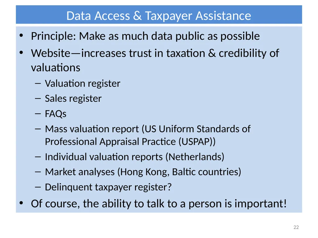 International Experience with Organizing Property - slide 22 of 24
