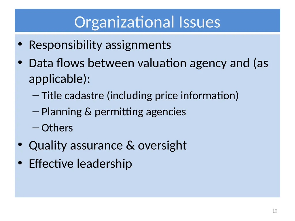 International Experience with Organizing Property - slide 10 of 24