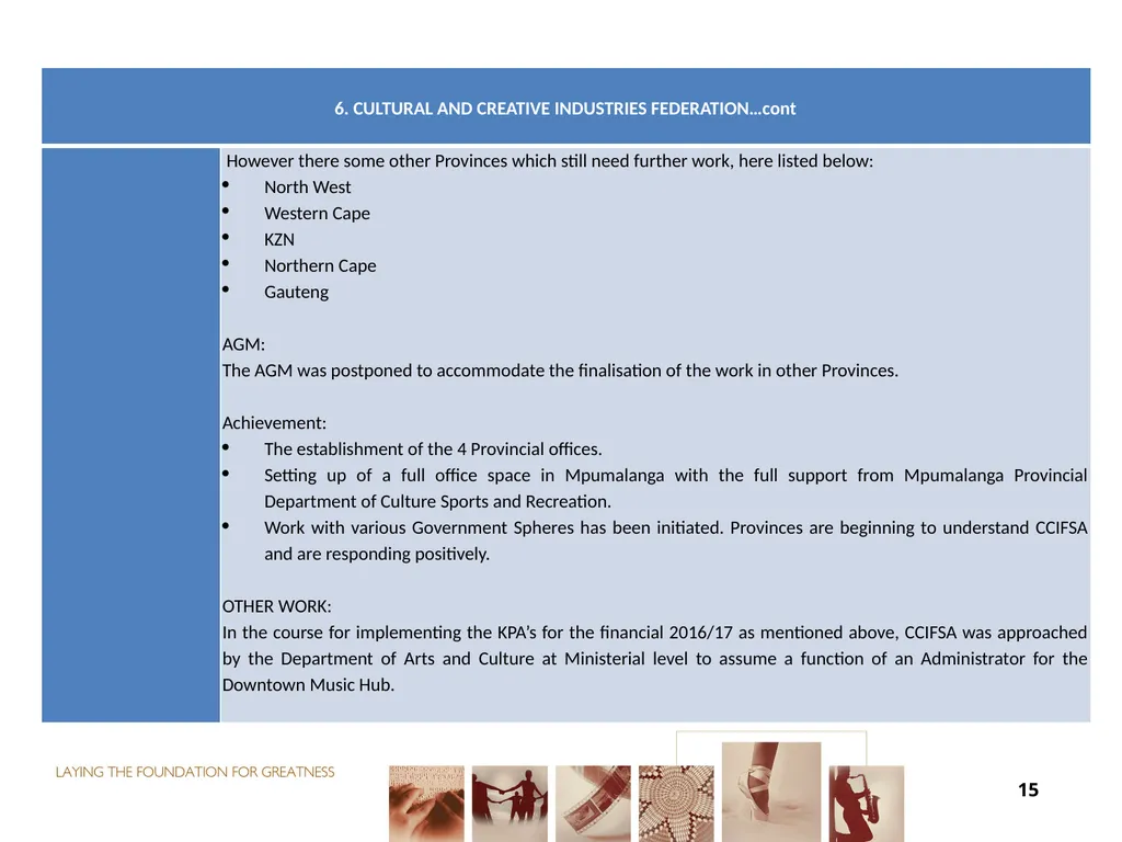FUNDING FOR NON-ENTITIES DIRECTOR-GENERAL: ARTS - slide 15 of 28