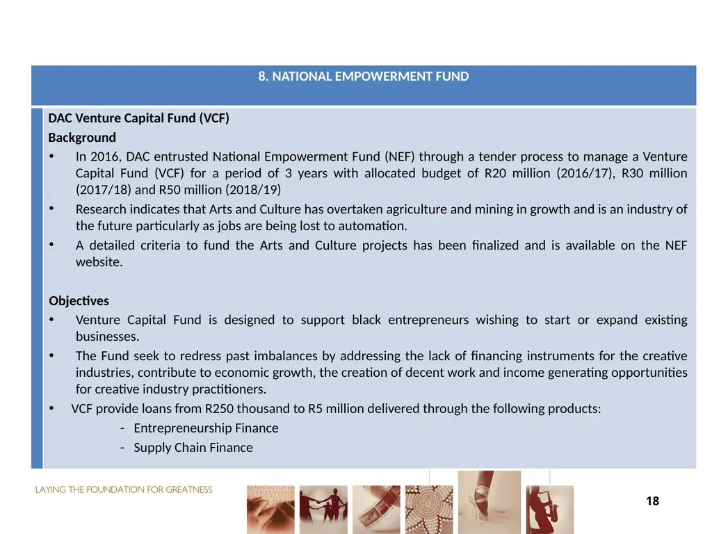 FUNDING FOR NON-ENTITIES DIRECTOR-GENERAL: ARTS - slide 18 of 28