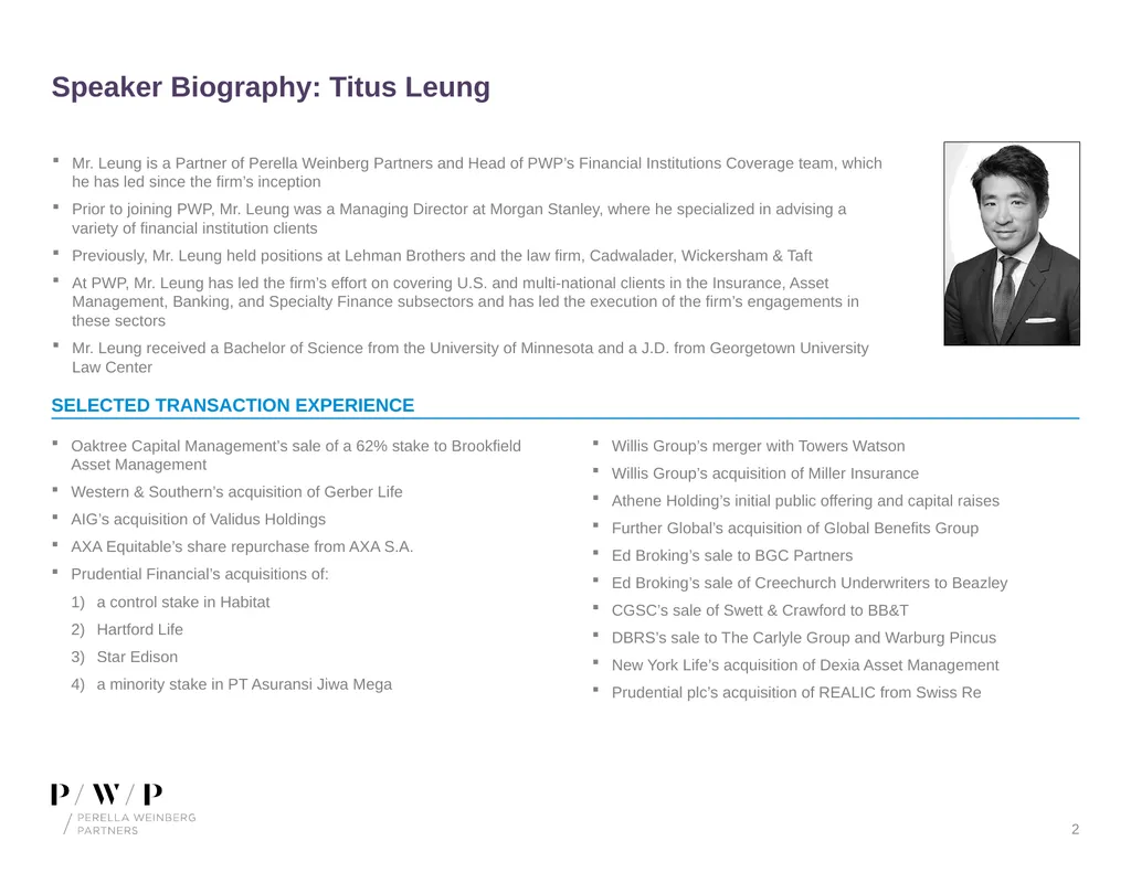 Update on M&A Environment Spring 2019 Speaker - slide 2 of 13