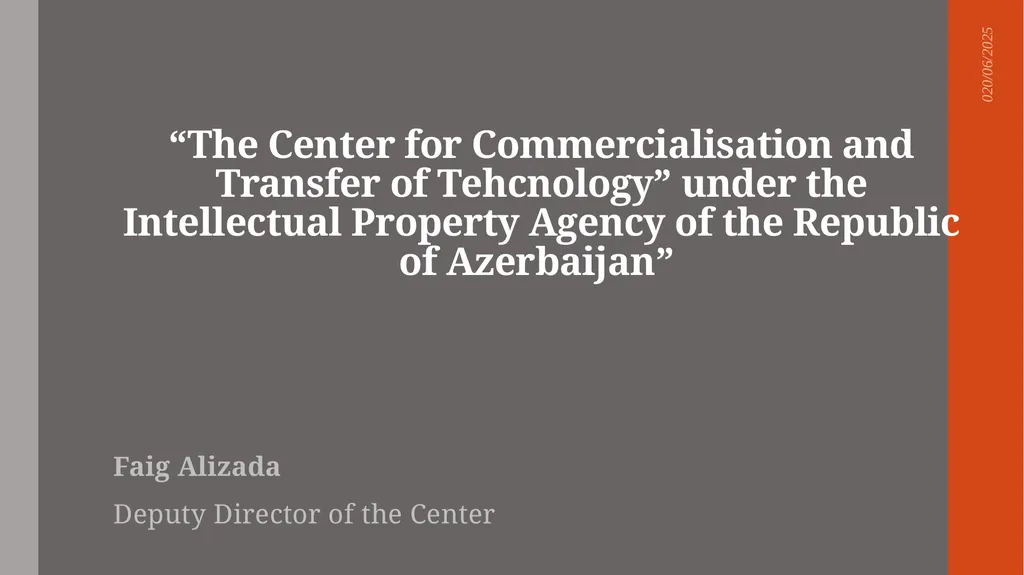 “The Center for Commercialisation and Transfer of - slide 1 of 20