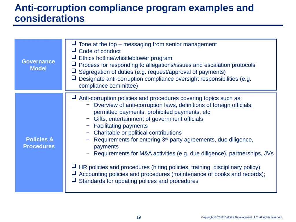 Elements of an Effective Anti-Corruption Program - slide 19 of 26