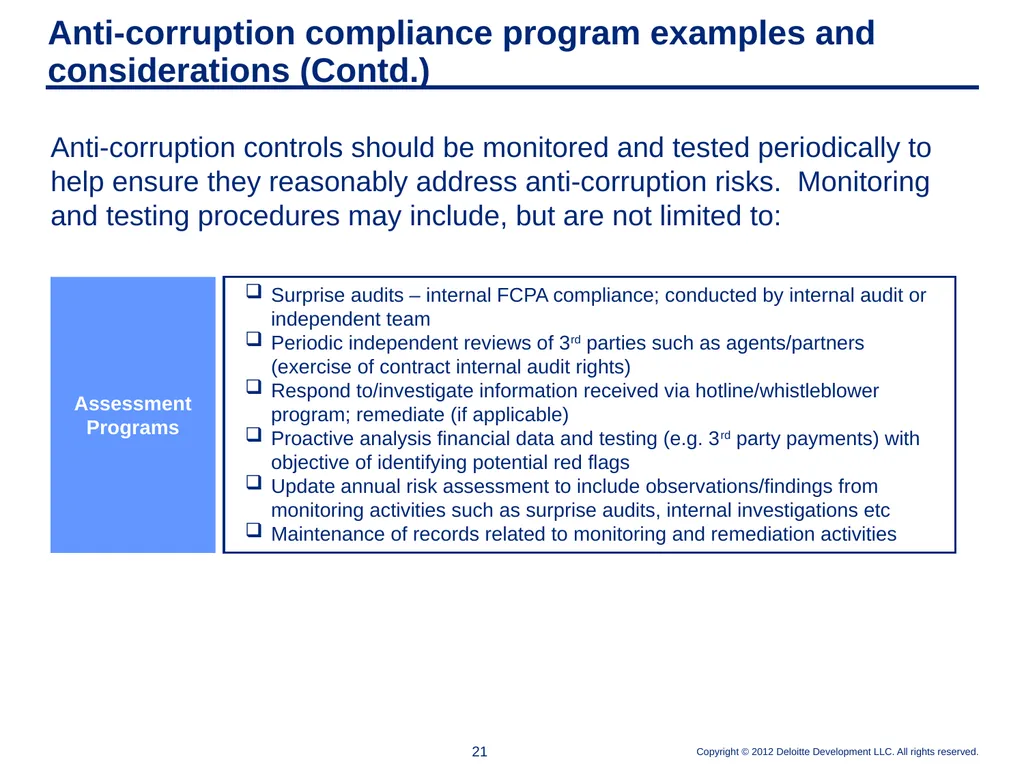 Elements of an Effective Anti-Corruption Program - slide 21 of 26