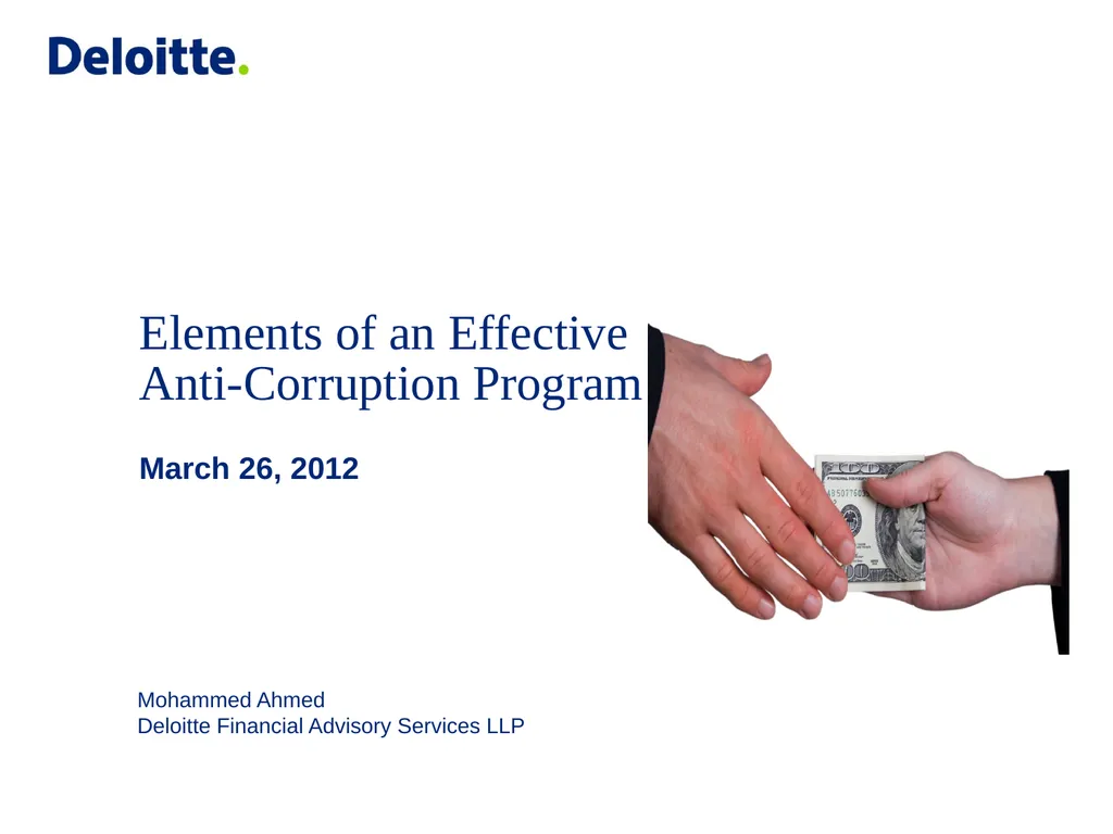 Elements of an Effective Anti-Corruption Program - slide 1 of 26